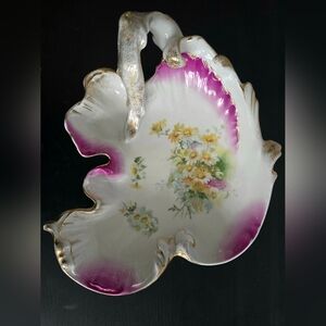 Antique C.T. Germany Porcelain Dish – Hand‑Painted Floral – Gold Trim